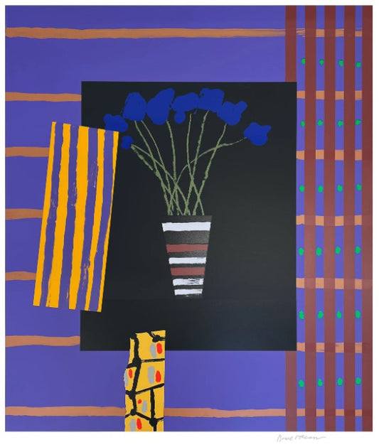 Bruce McLean - Blue Anemones in a Striped Vase