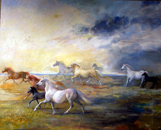 Early Monning on the Welsh Hills- Original equestrian painting by Jane Dunn