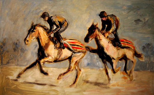 Training Gallops - Original painting by Jane Dunn