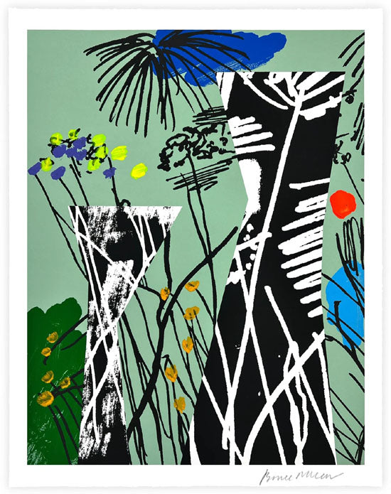 Bruce McLean - A Vase of Arranged Flowers in a Wild Garden - Green
