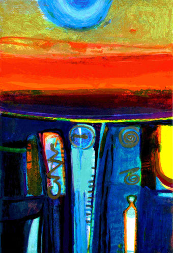 Barbara Rae Triptych Barbara Rae - Red Sky Icons – Art Reserve