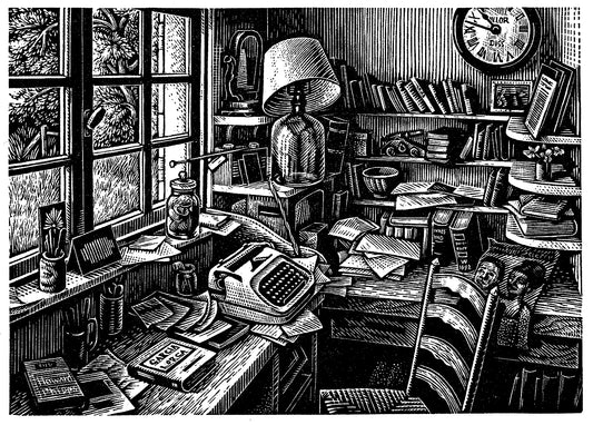 Howard Phipps original wood engraving - Workroom Window