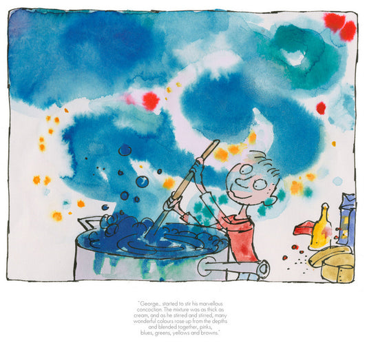 Quentin Blake / Roald Dahl - George started to stir his Marvellous Concoction...