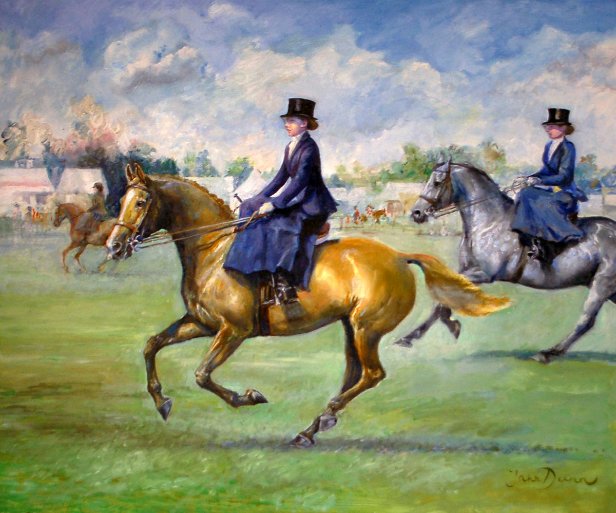 The Side Saddle Class - Original painting by Jane Dunn