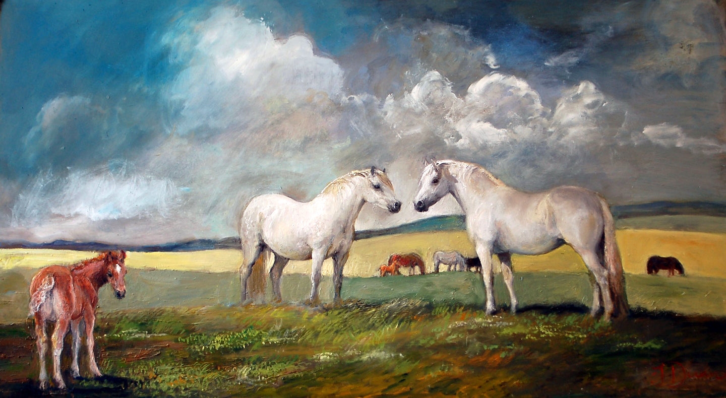 Two Greys - Original painting by Jane Dunn