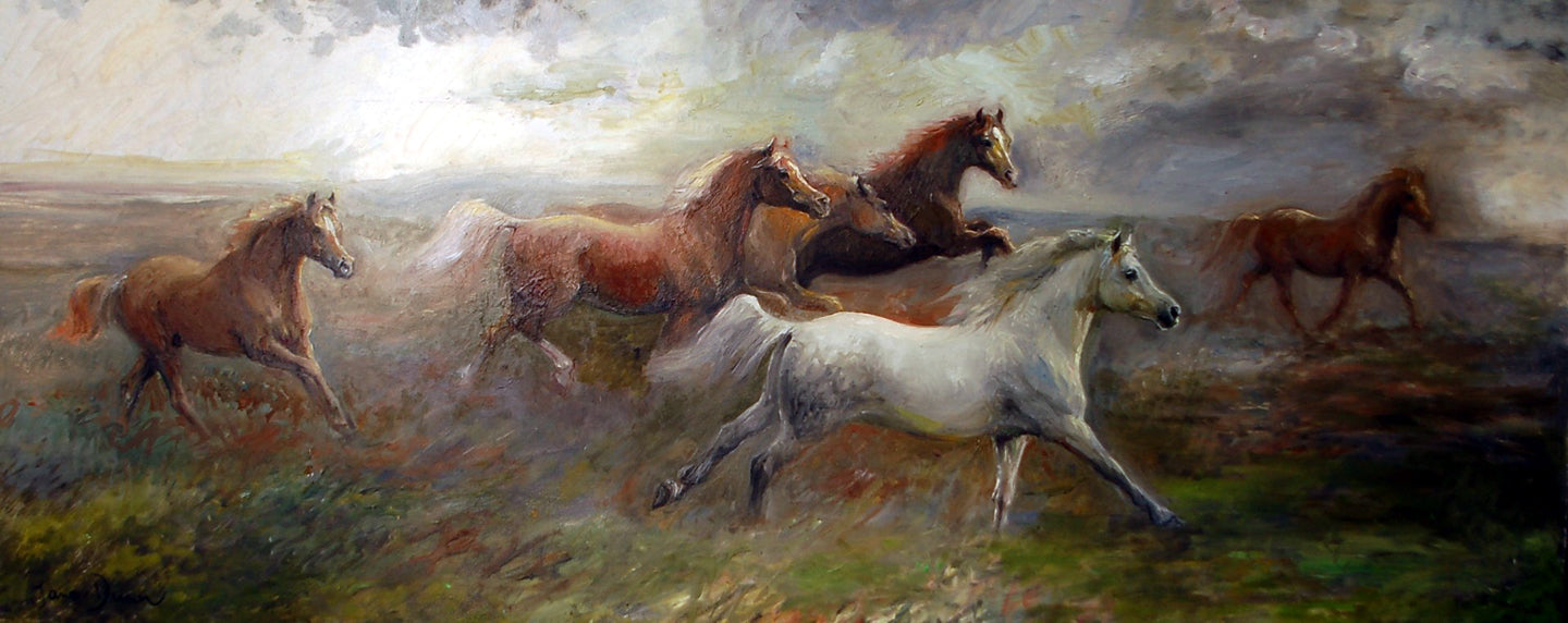 Welsh Ponies on the Hills - Original painting by Jane Dunn