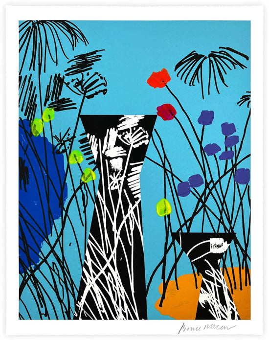 Bruce McLean - A Vase of Arranged Flowers in a Wild Garden - Blue