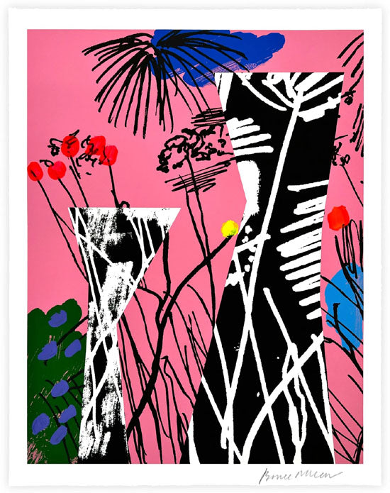 Bruce McLean - A Vase of Arranged Flowers in a Wild Garden - Pink